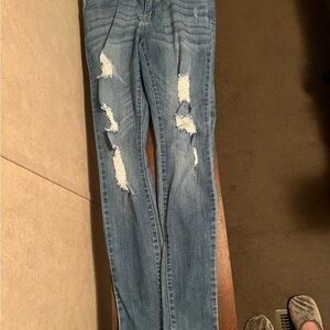 Distressed Blue Jeans